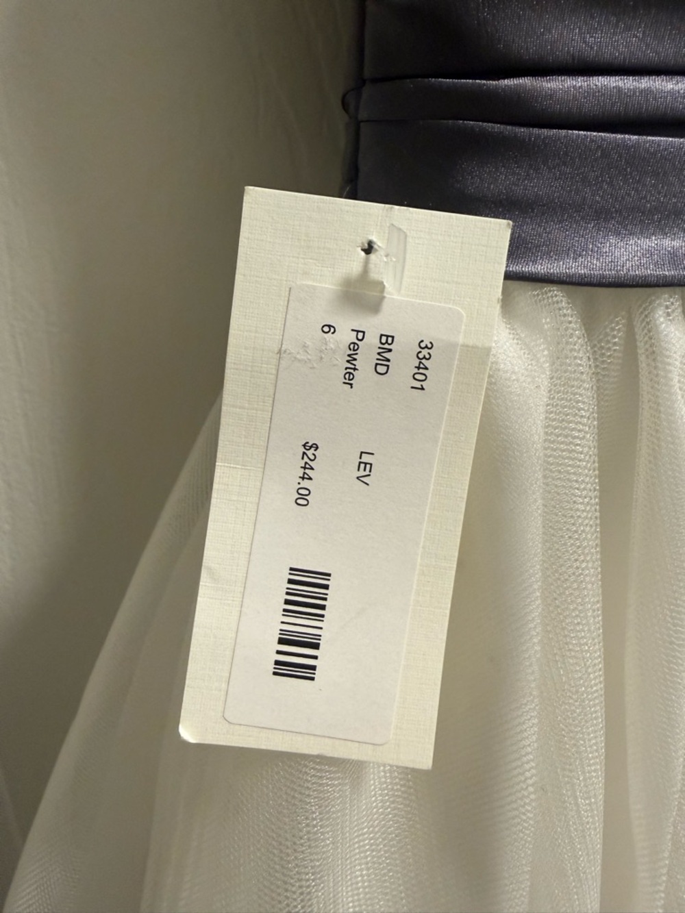 Bill Levkoff - Flower Girl Gray and White Tulle Wedding Dress - NWT - Size 6 - Picture 7 of 8